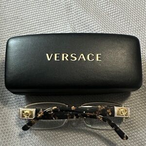 Versace Tortoiseshell Frame Glasses with Black Case